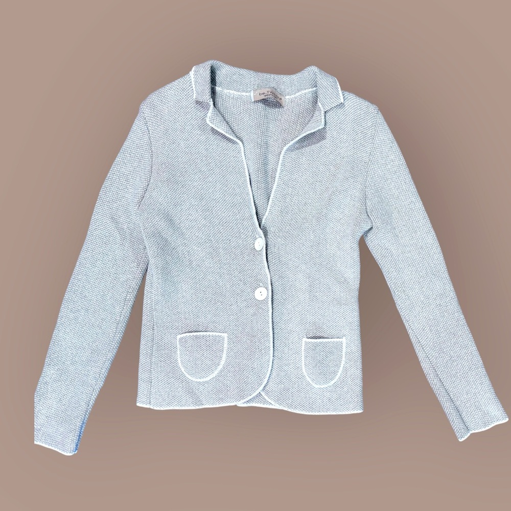 Tan Knit Blazer with White Trim Medium